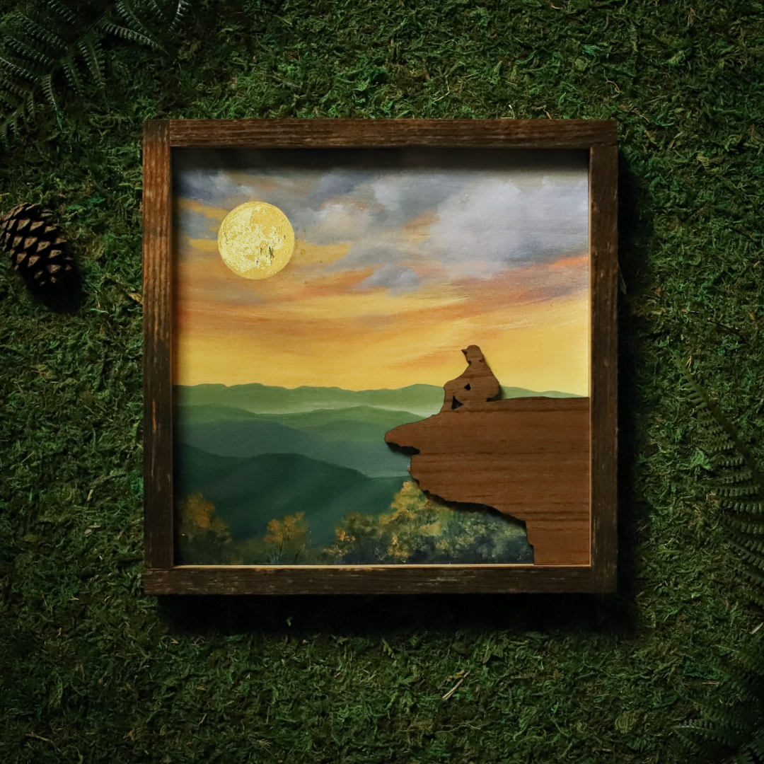 "Springtime on the Trail" McAfee Knob Framed Art 8"x8"