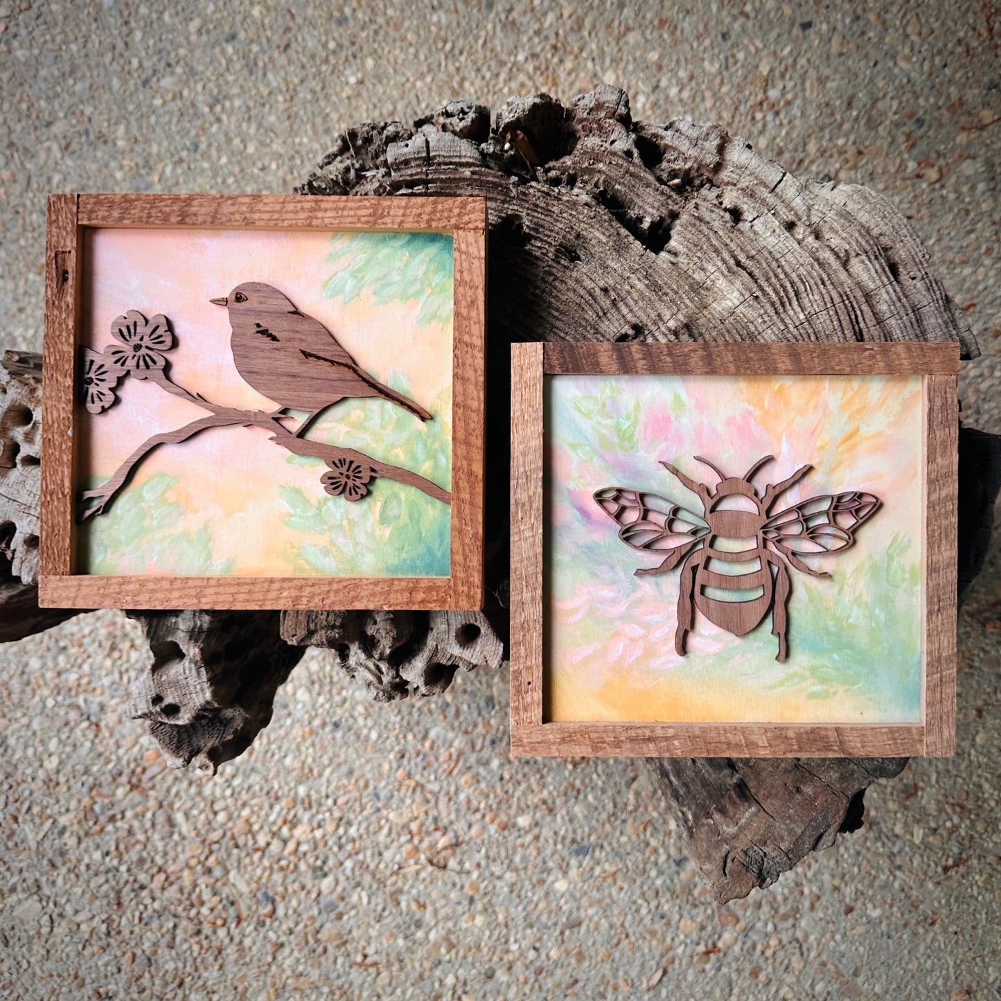 “Birds & Bees” 6" Original Paintings