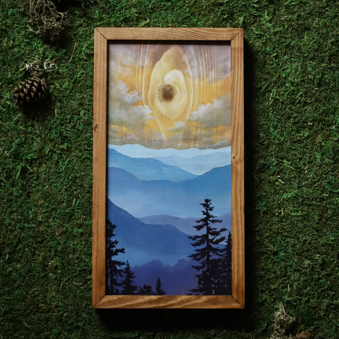 "Blue Ridge Sunrise" Mixed Media Wood Art