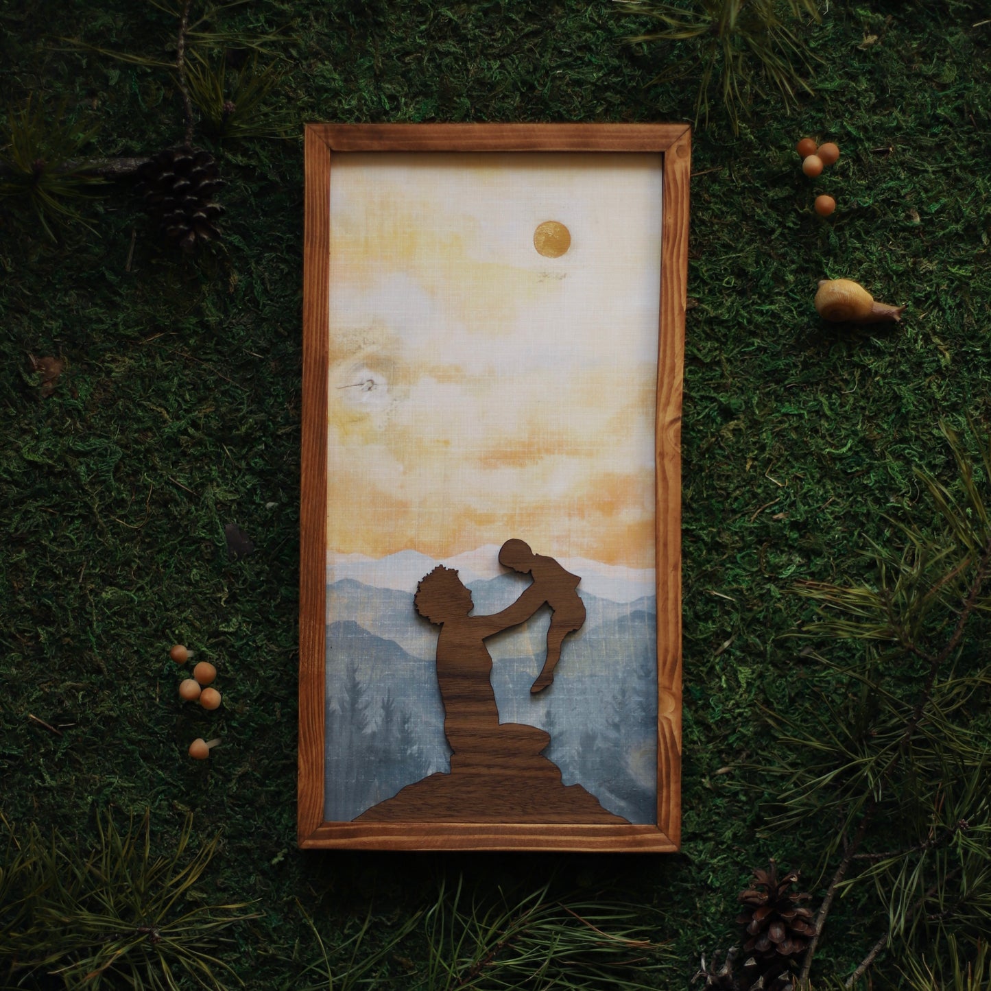 "Hold You" 6x12" Framed Print, Parent with Natural Hair