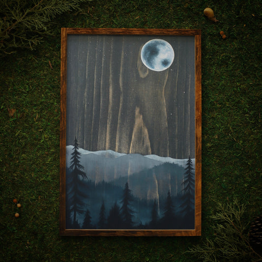 “Blue Moon" 12x18" Full Moon Framed Print