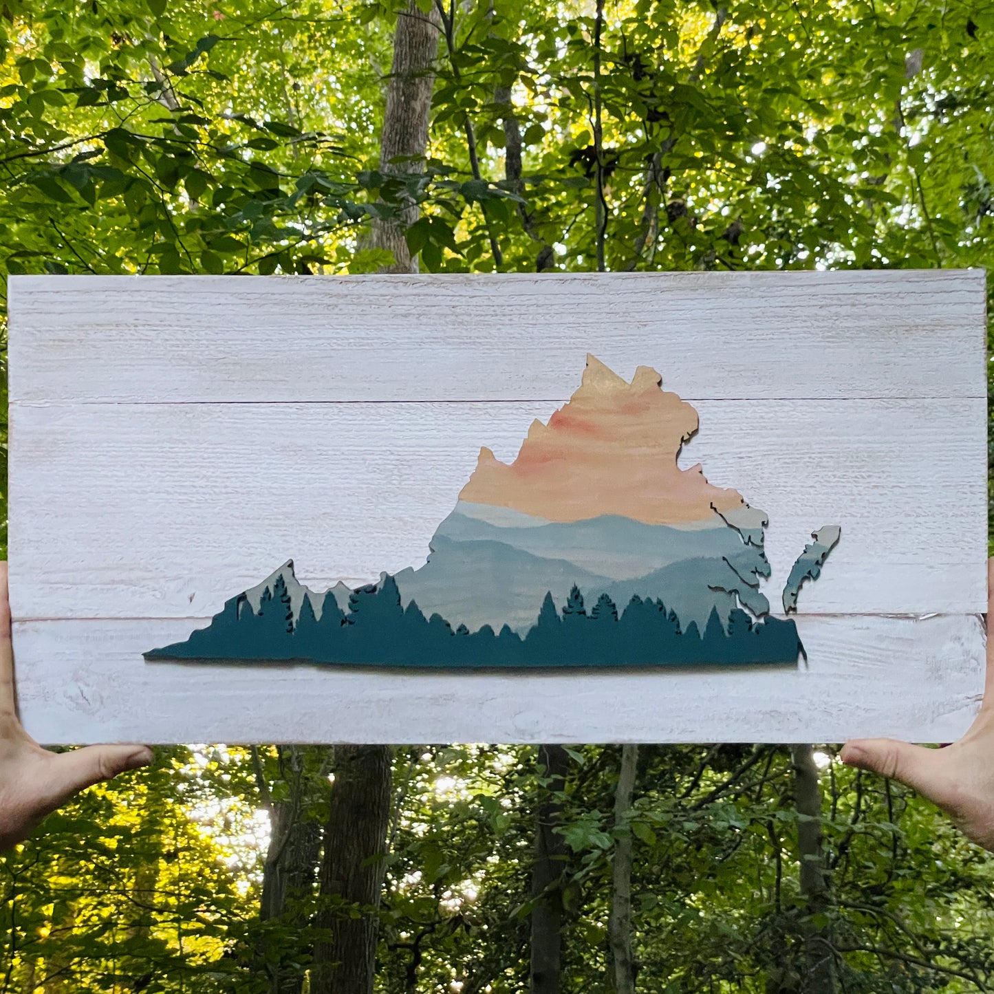 State Outline Mountains Wall Art, Pre-Order