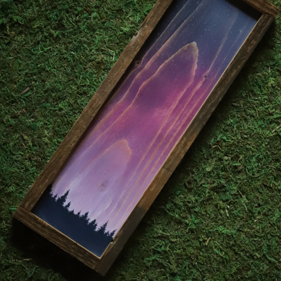"Magenta Aurora" Framed Wood Art