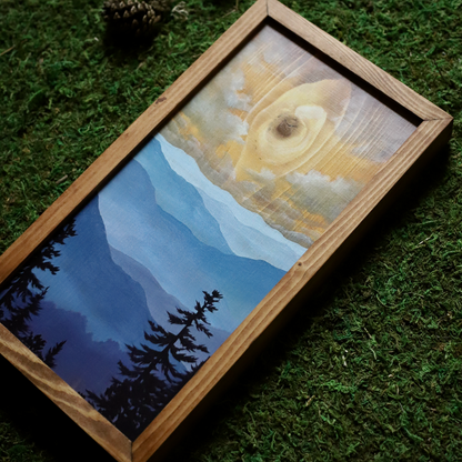 "Blue Ridge Sunrise" Mixed Media Wood Art