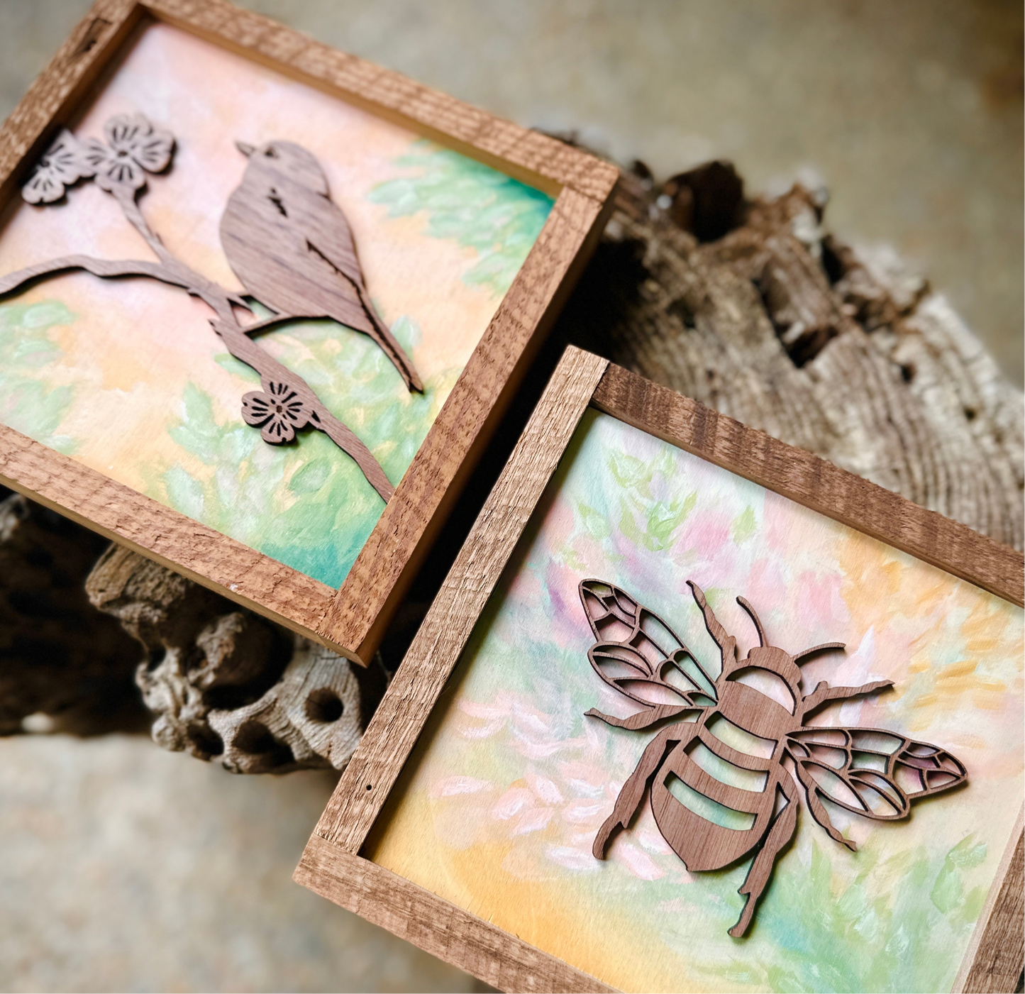 “Birds & Bees” 6" Original Paintings