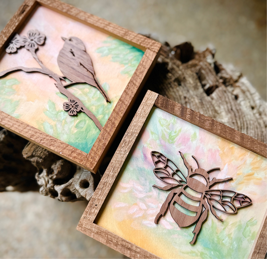 “Birds & Bees” 6" Original Paintings