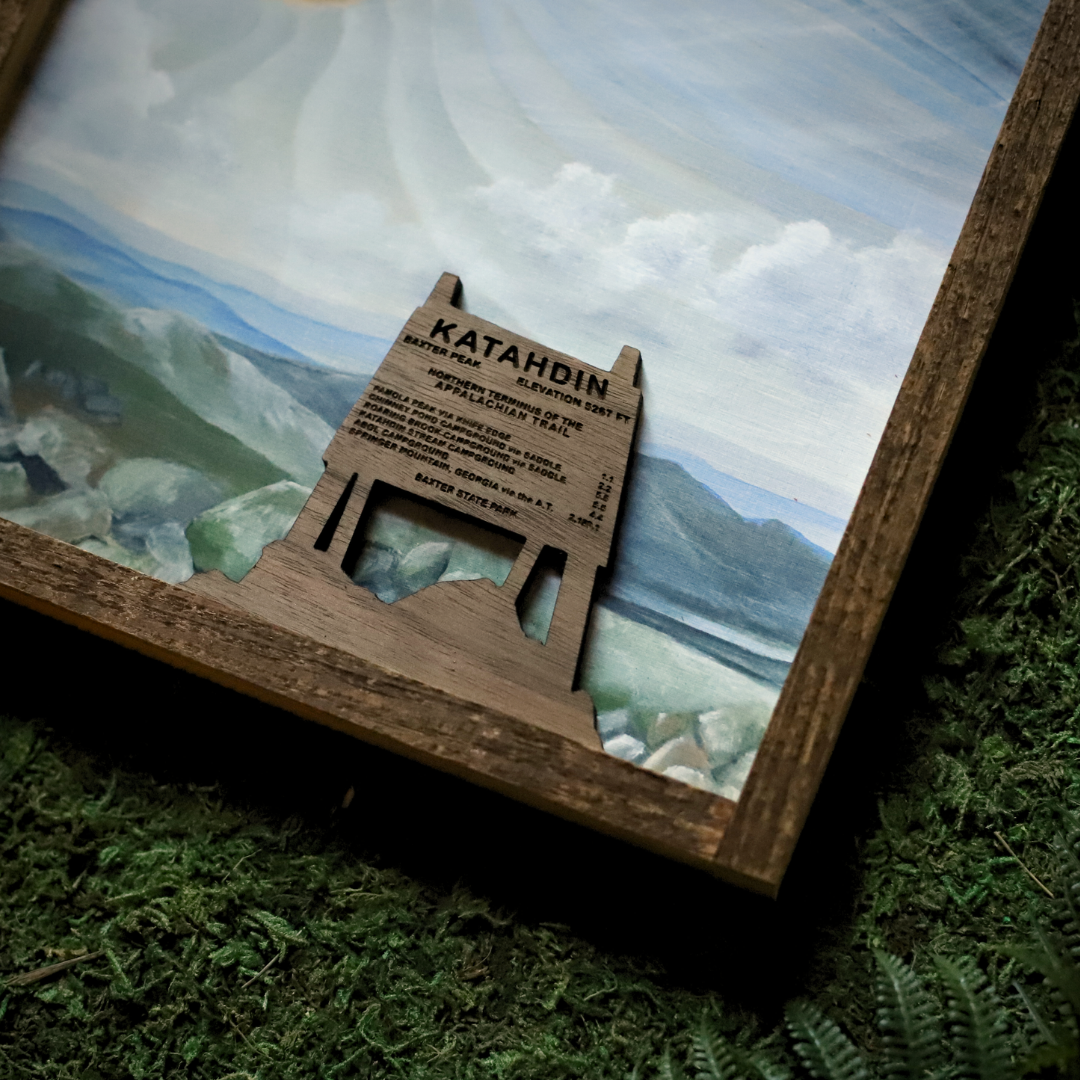"Mt. Katahdin" Mixed Media Wood Art