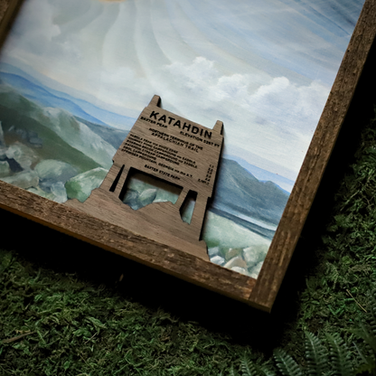 "Mt. Katahdin" Mixed Media Wood Art