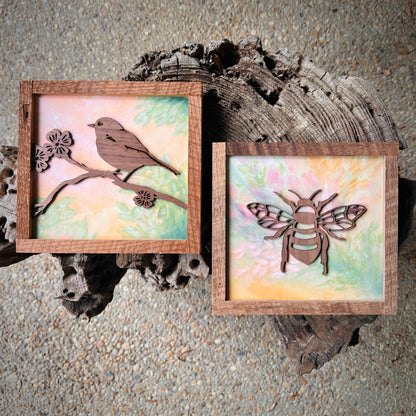 “Birds & Bees” 6" Original Paintings
