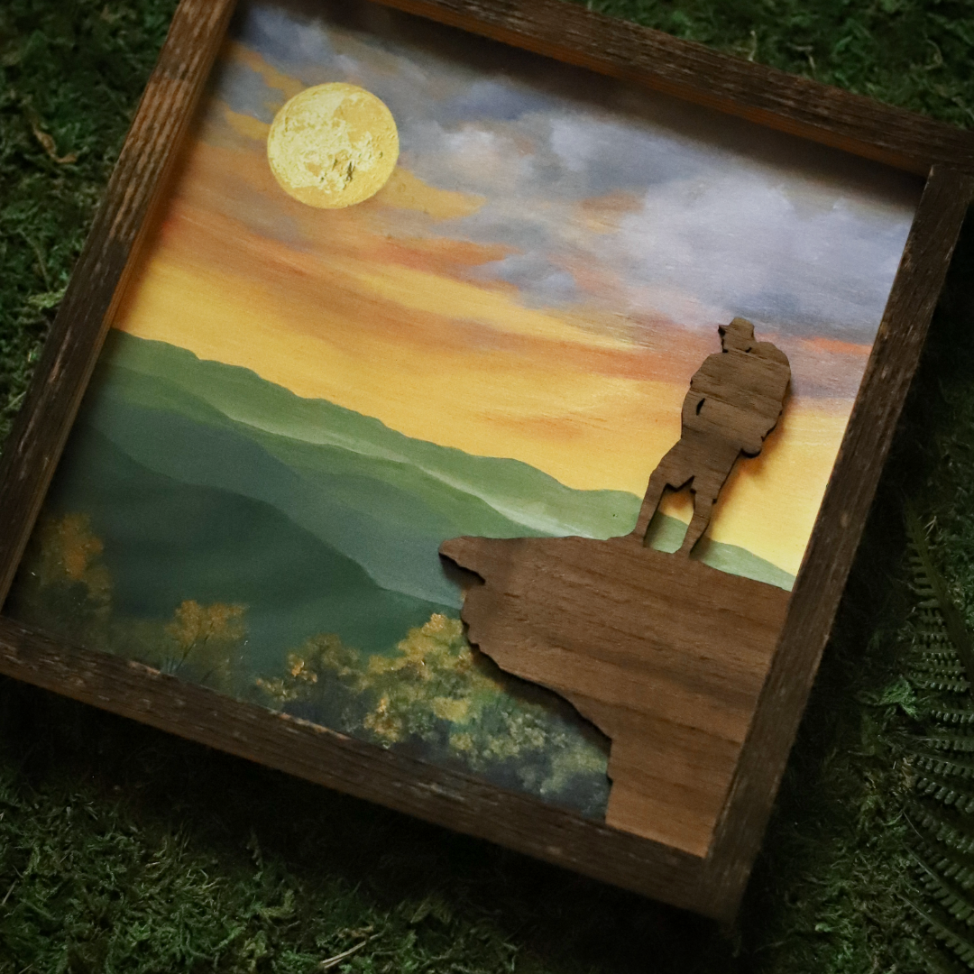"Springtime on the Trail" McAfee Knob Framed Art 8"x8"
