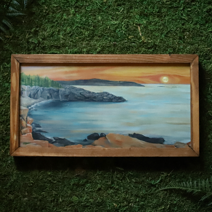 "Acadia Seashore" Framed Wood Art