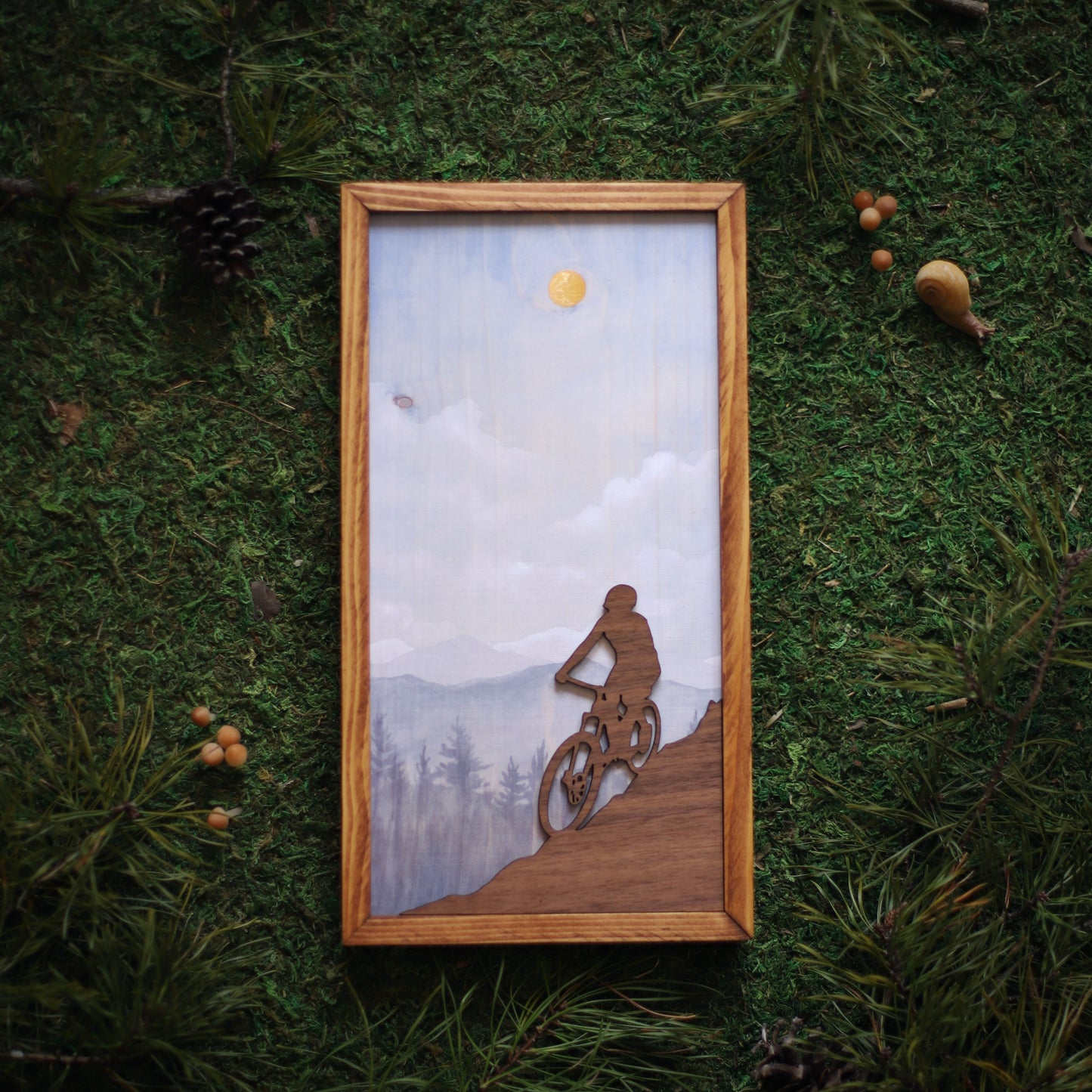 "Mountain Biking" 6x12" Outdoor Sports Framed Print