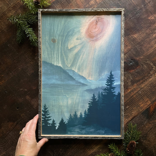 "Stillness on the Lake" 12x18" Adirondack Mountains Framed Print (Customizable)