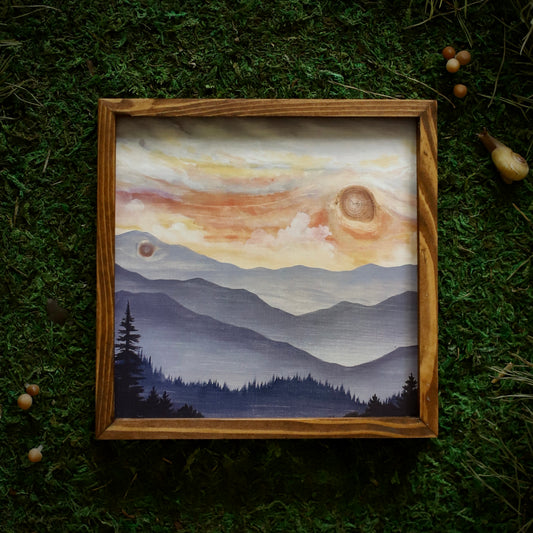 "Dusk Over Priest Mountain" Square Framed Print (Customizable)