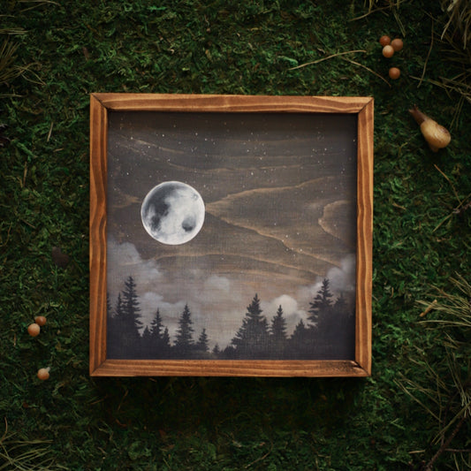 "Wolf Moon" Square Framed Print (Customizable)