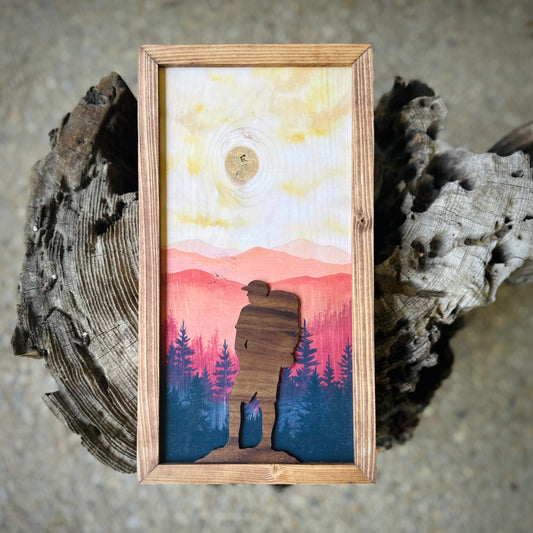 “Autumn Magic" 6x12" Framed Print with Hiker