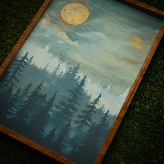 “Evergreen Mist" 12x18" Fir Tree Framed Print