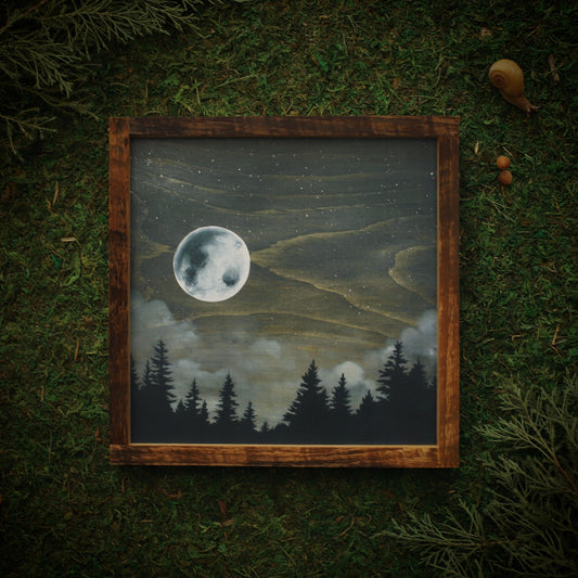 "Wolf Moon" Square Framed Print (Customizable)