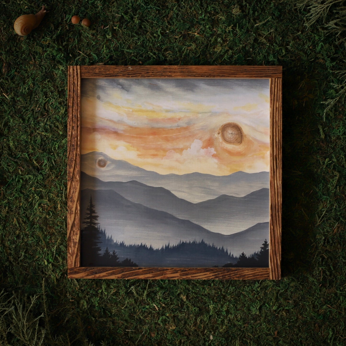 "Dusk Over Priest Mountain" Square Framed Print (Customizable)