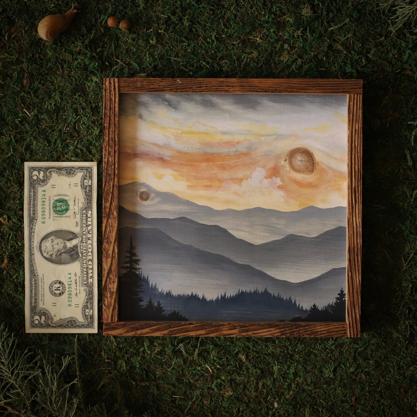 "Dusk Over Priest Mountain" Square Framed Print (Customizable)