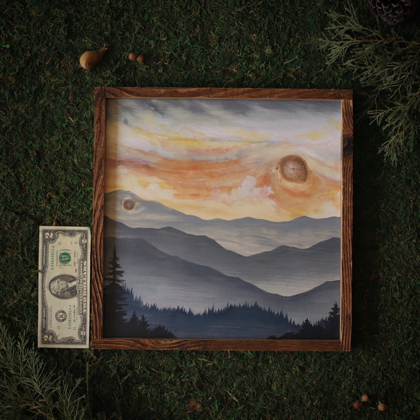"Dusk Over Priest Mountain" Square Framed Print (Customizable)