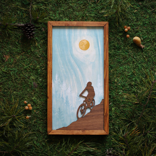 "Mountain Biking" 6x12" Outdoor Sports Framed Print