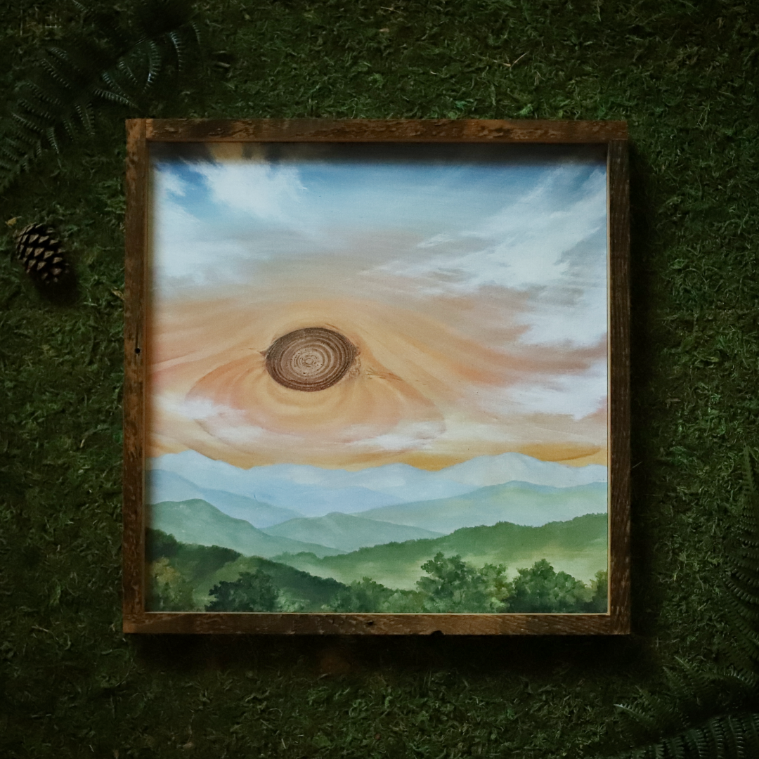 "Wispy Ridge" Mixed Media Wood Art