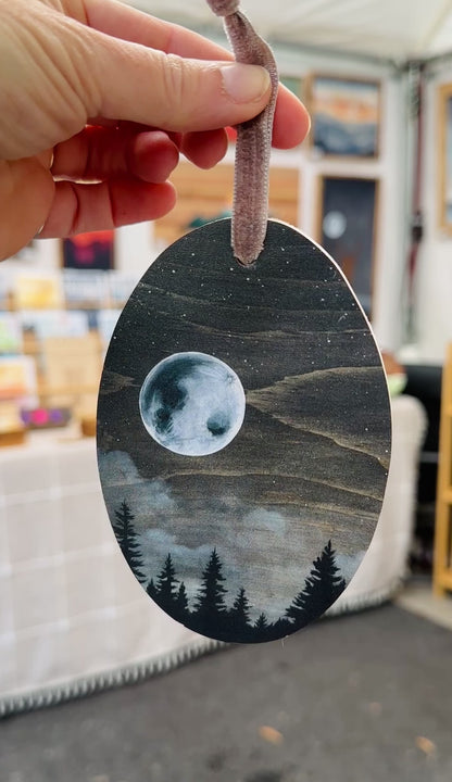 “Wolf Moon” Wood Ornament