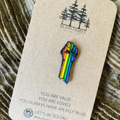 Rainbow Fist Solidarity Pride Pin