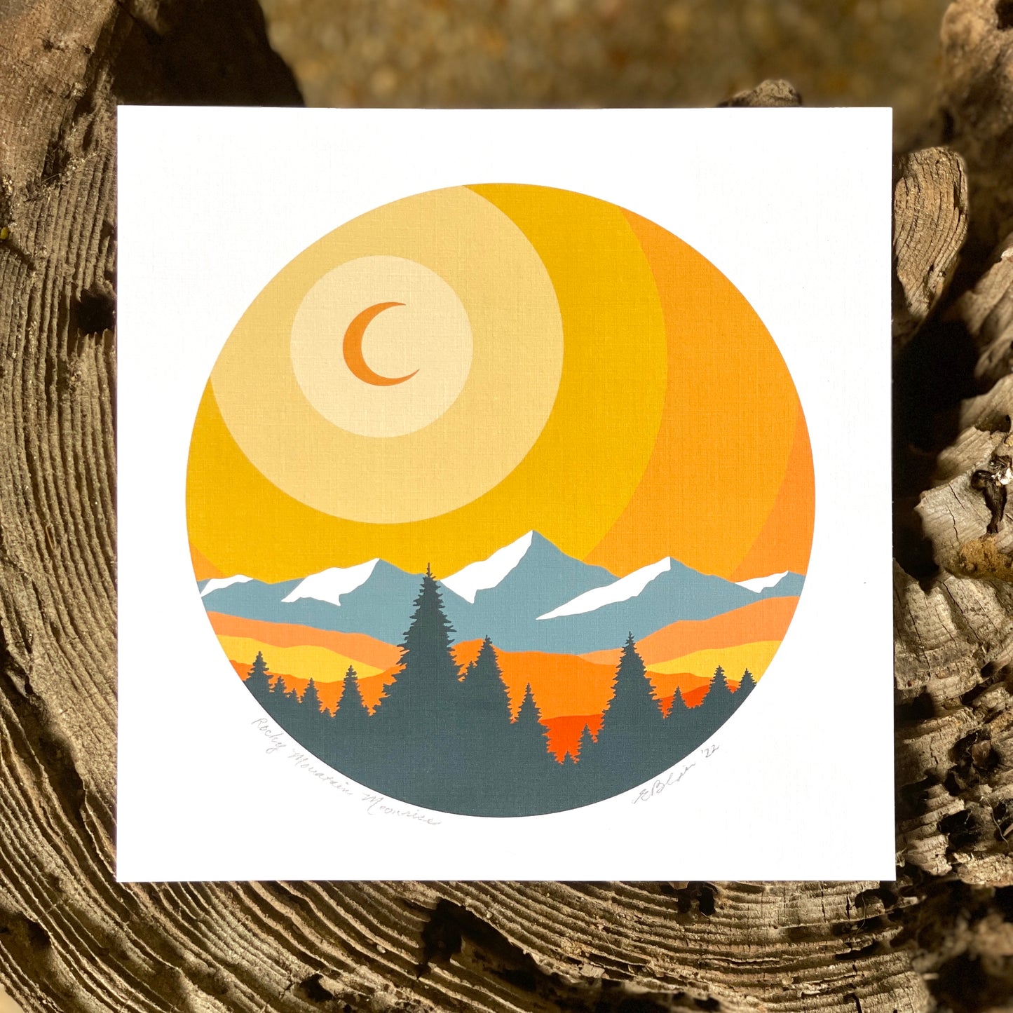8" Rocky Mountain Moonrise Print