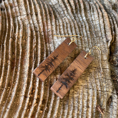Walnut Fir Tree Earrings