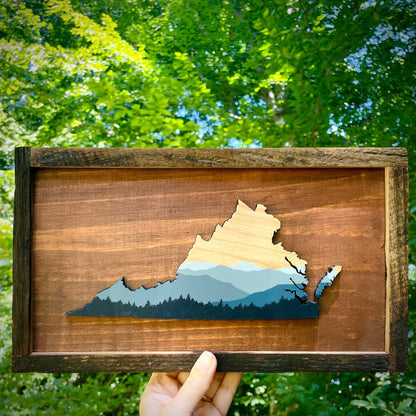 Framed East Coast Mountains State Outline Wood Art - Havyn