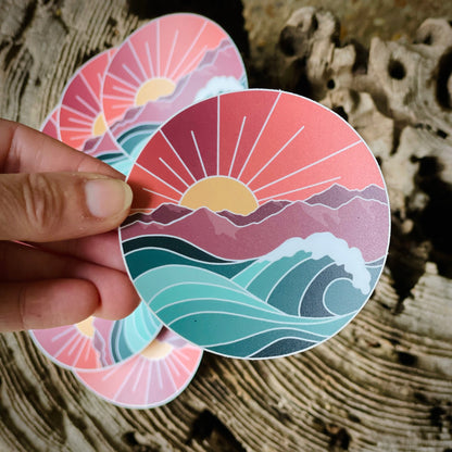 “Give Me Both” Mountains + Waves 3” Sticker - Havyn